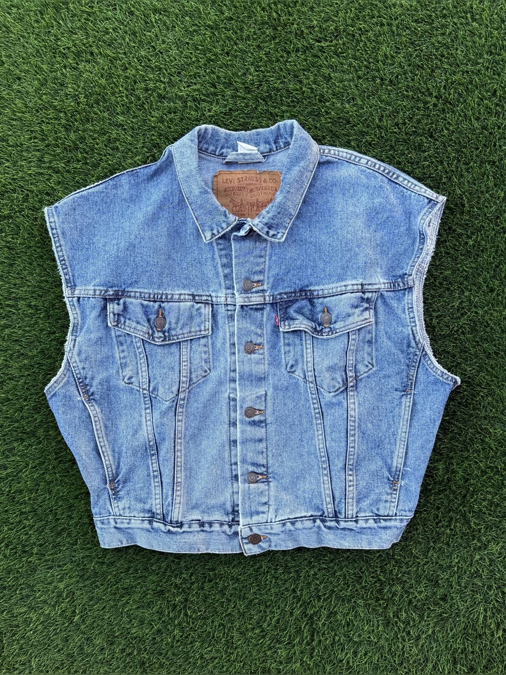 Vintage 90s Levi's Denim Vest Sleeveless Jean Jacket Trucker Light Size Medium